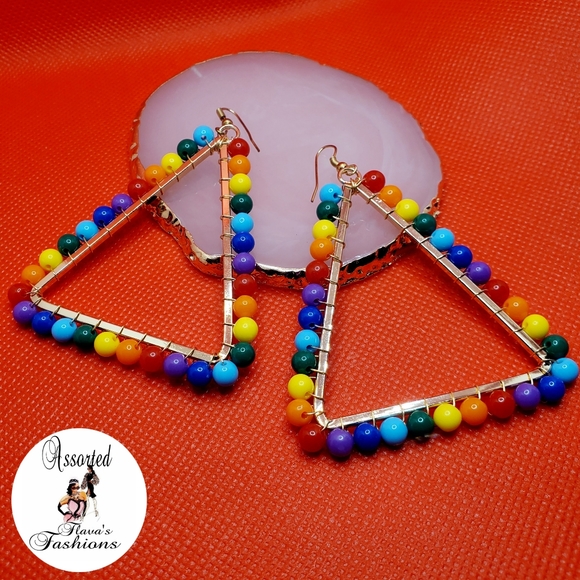 Rainbow Beaded Earrings - Picture 9 of 9